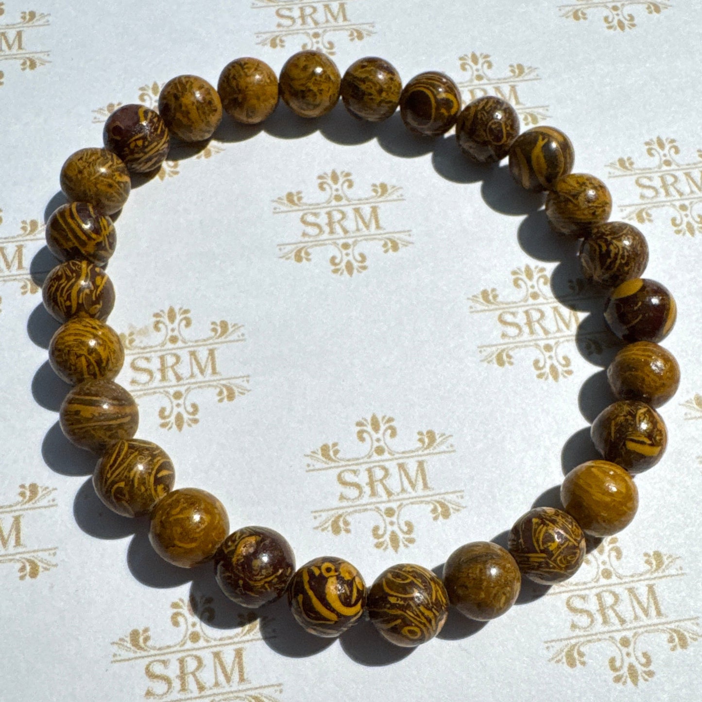 Bracelet : 8mm Calligraphy Stone, 7½”