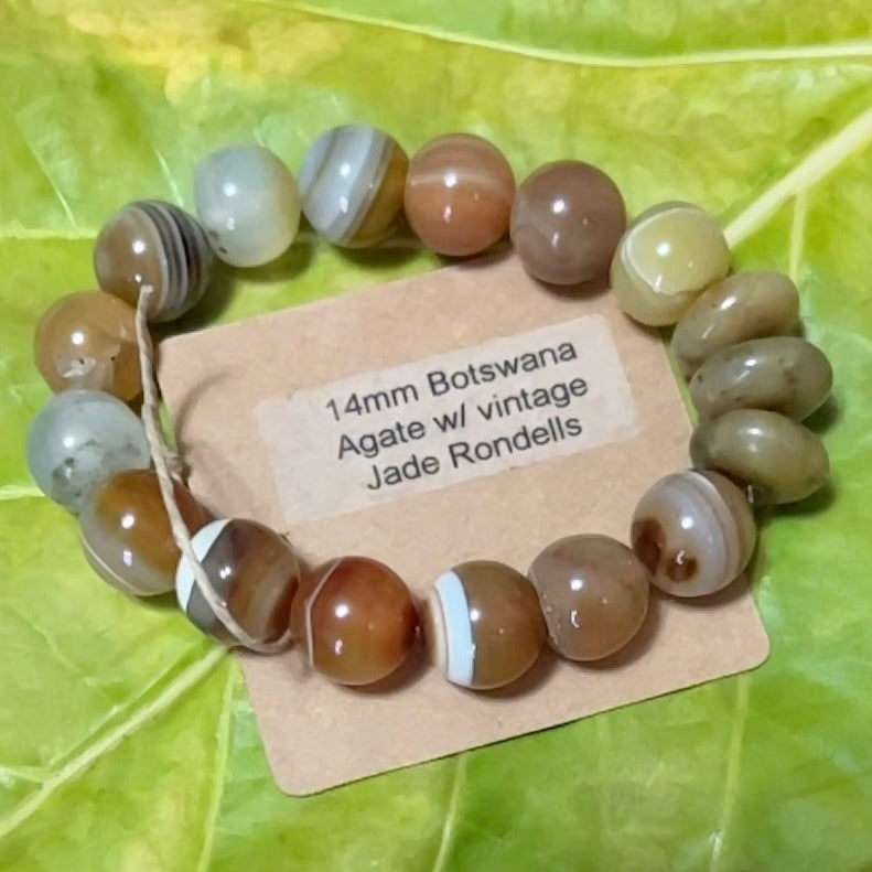 Bracelet : 14mm Botswana Agate