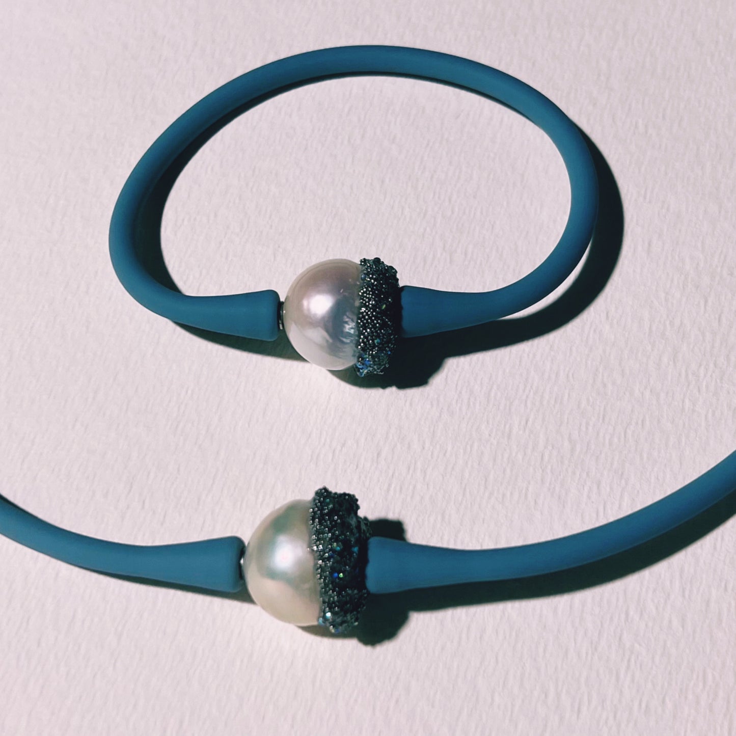 Necklace & Bracelet : Set, Mabe Pearl Water Babies, Blue