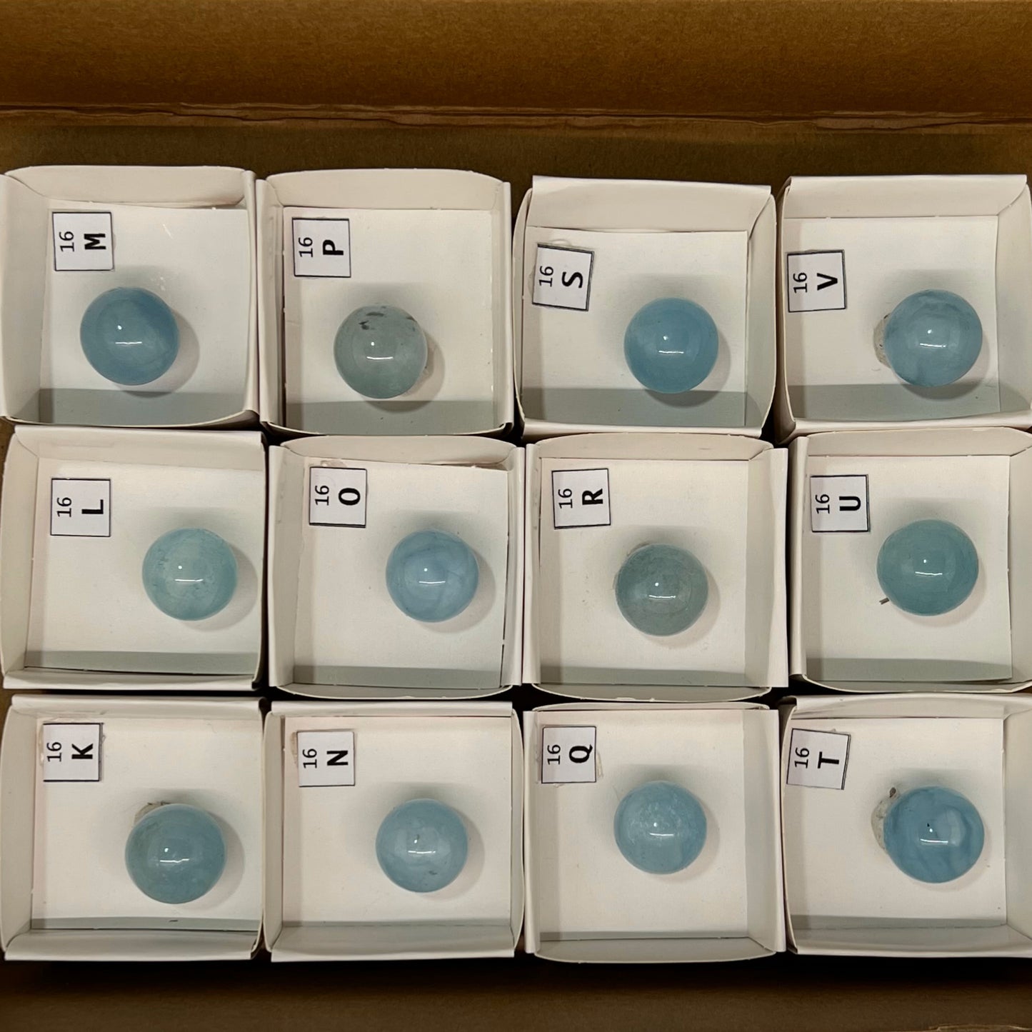 Bulk : 16mm Aquamarine mini-sphere, 12 Pieces