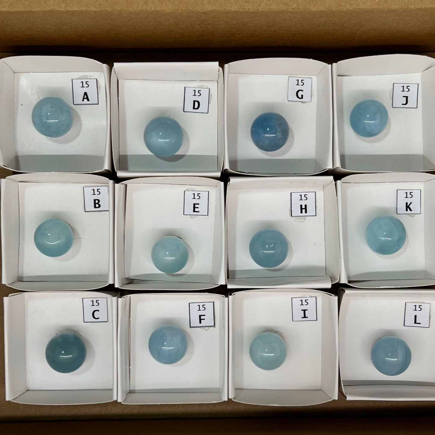 12 Pieces - 15mm Aquamarine mini-sphere