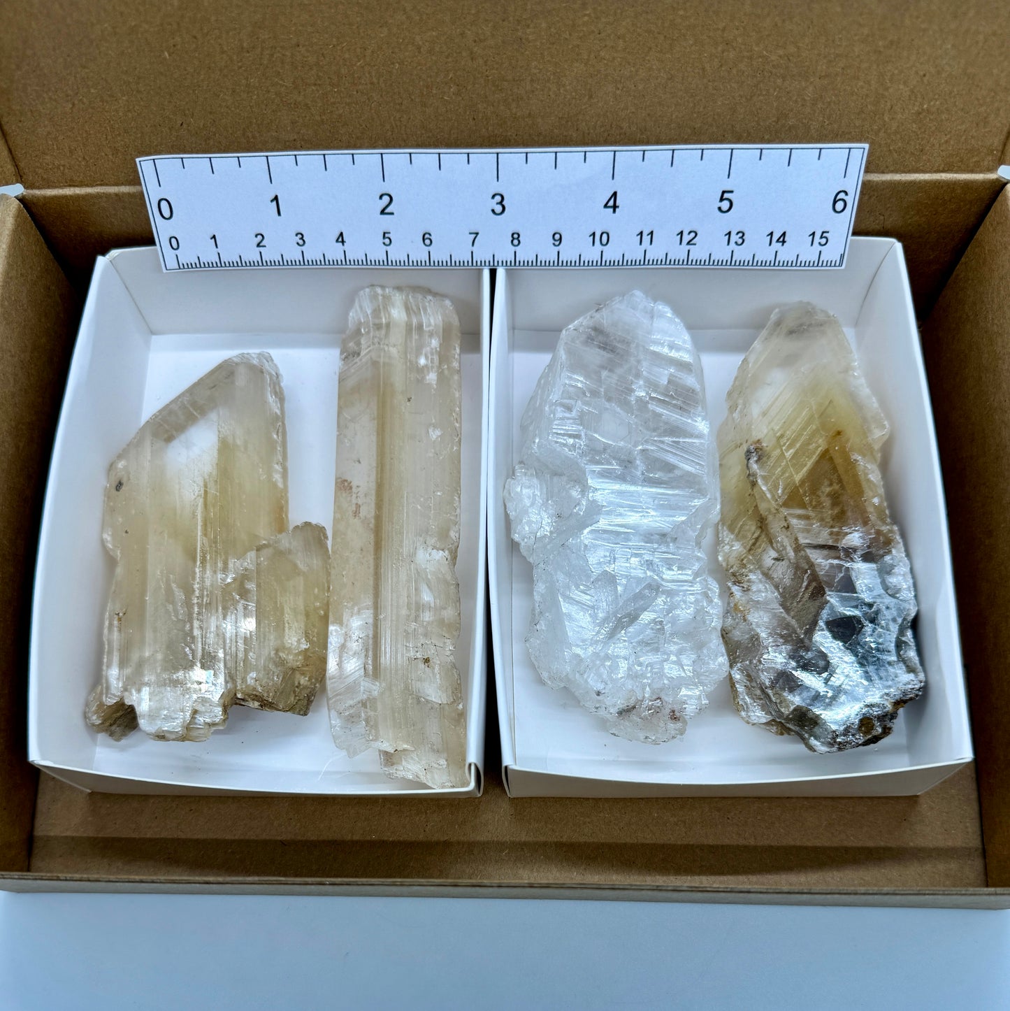 4 piece box of Phantom Selenite Blades