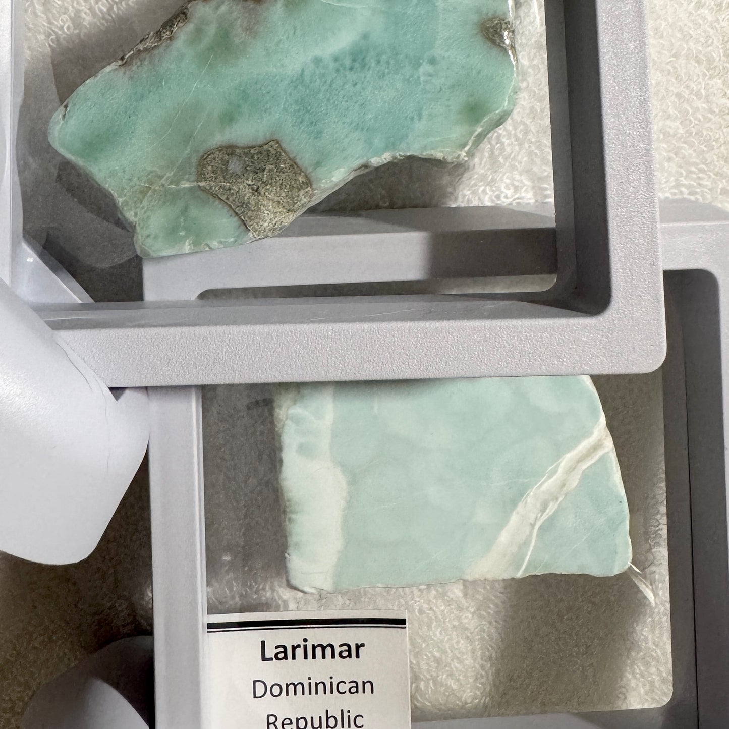 Framed : Slab : Larimar in 3.5” see-through frame
