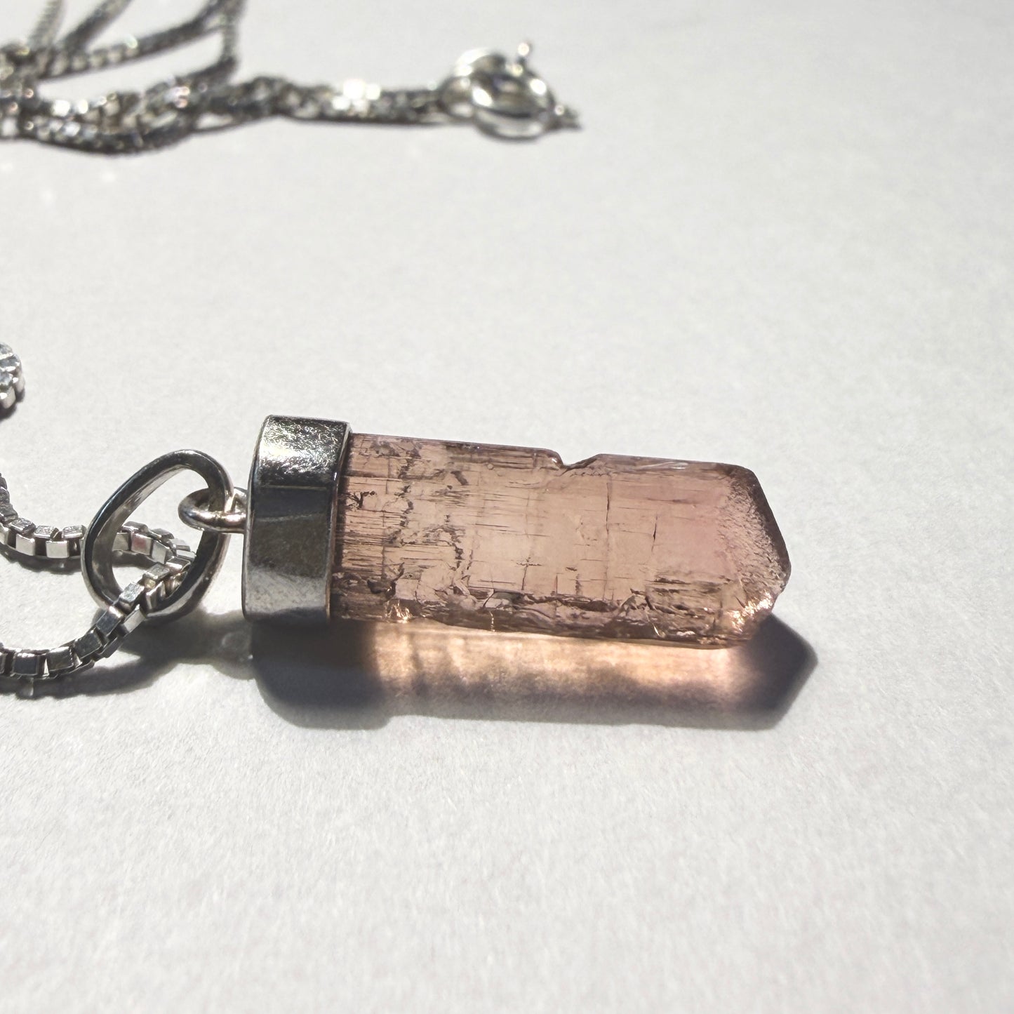 Necklace : Yellow Brown Naturally Terminated Tourmaline Pendant, 2.06gm, Baxao, Sterling Silver