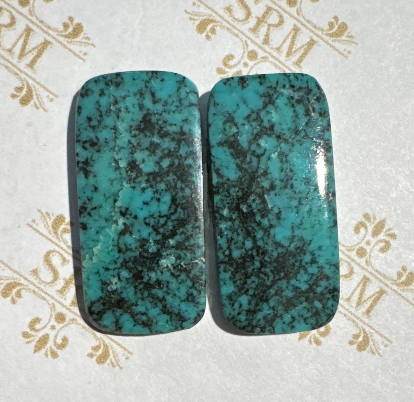 Cab: Turquoise, Rectangle, Pair, 28x14x3 each, 11.5ct each