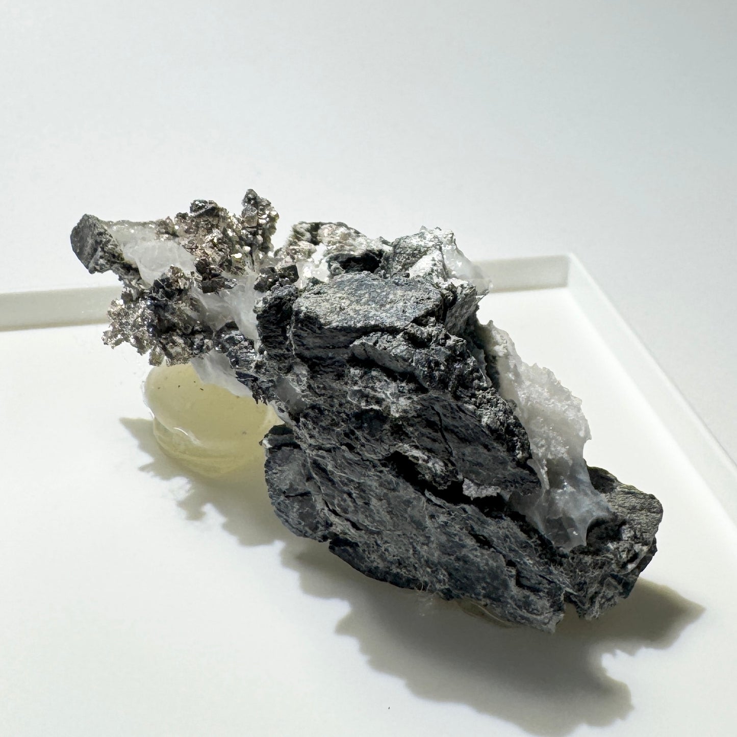 Crystal : Mounted : Native Silver on Calcite Display Specimen