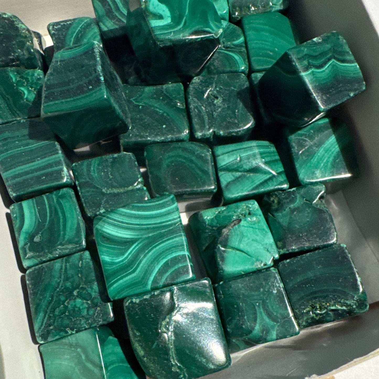 Carved : Malachite Cubes, Polished