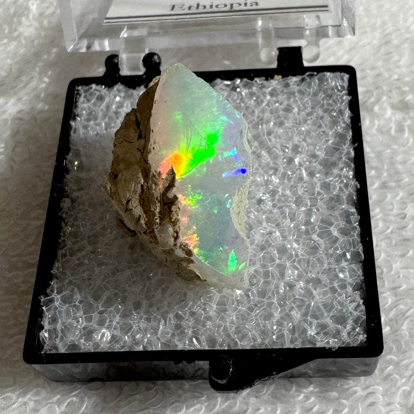 Rough : Mounted : Ethiopian Welo Opal, Very Nice Fire, 3.4g