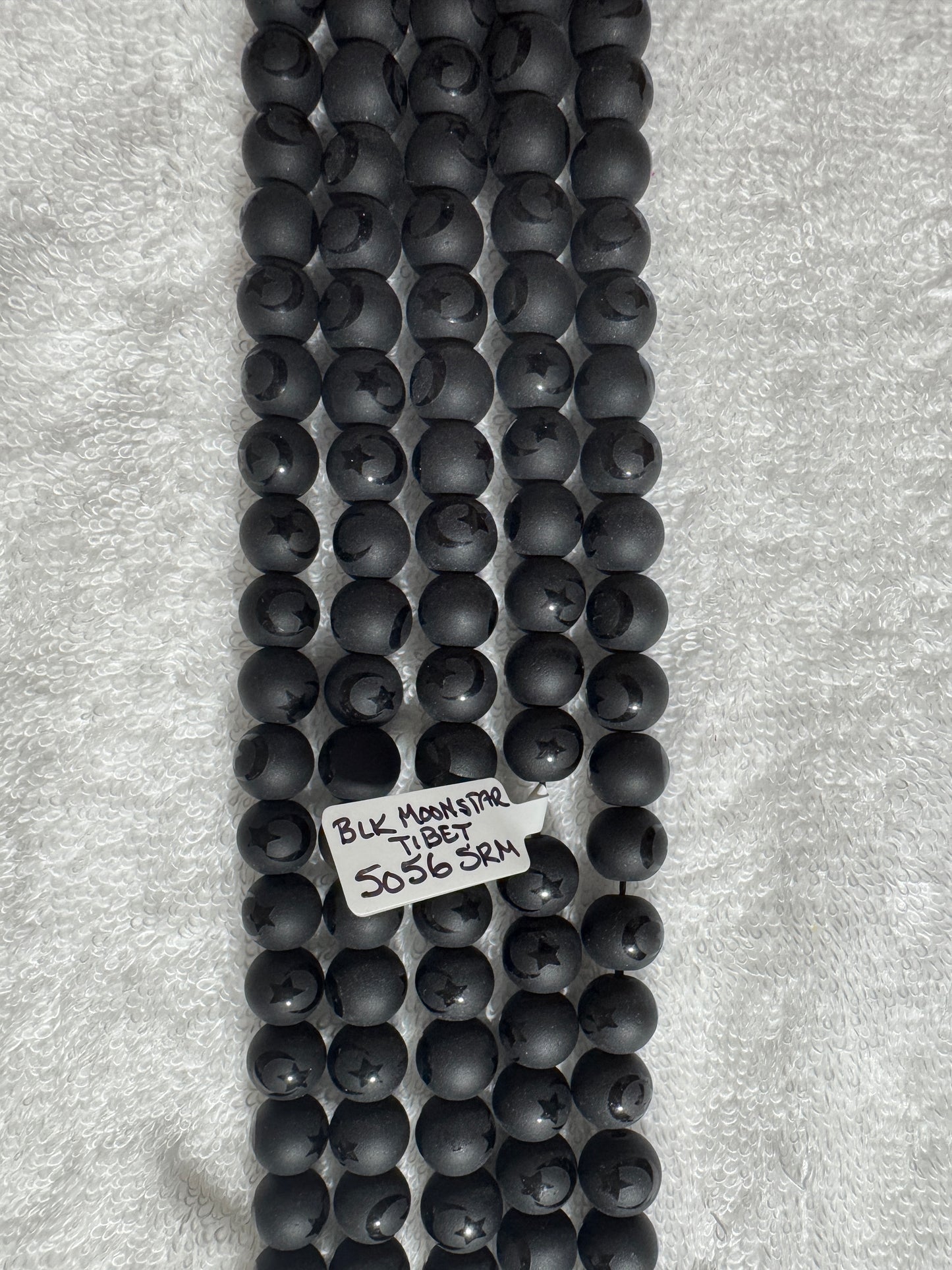 Beads : Black Moon/Stars : Tibetan : 10mm