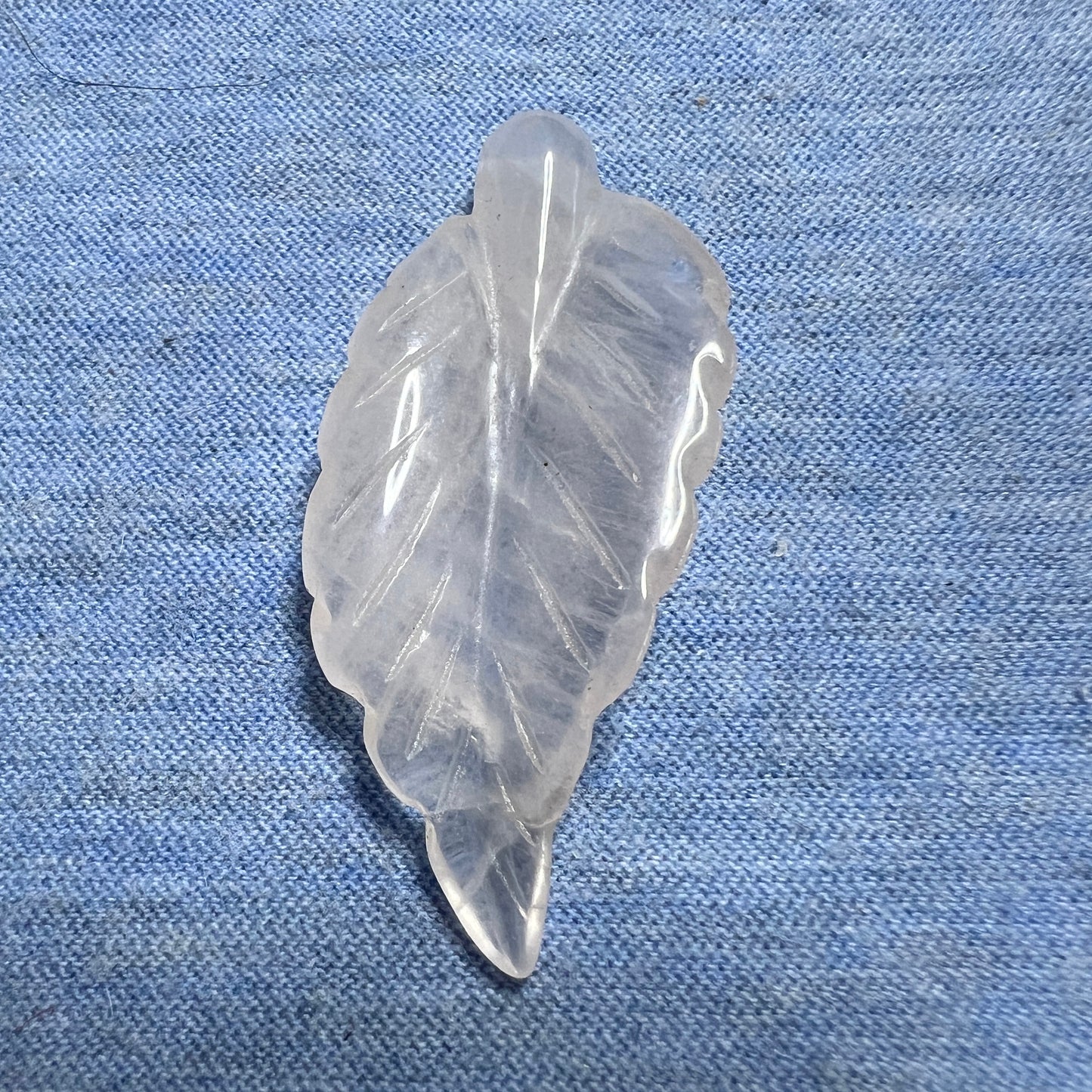 Bead : Leaf Shape. Repaired! Rose Quartz.