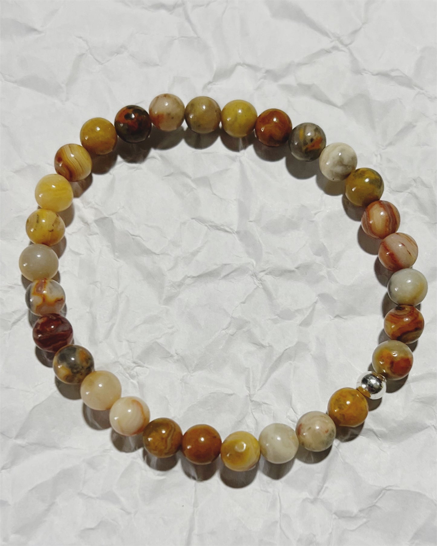 Bracelet : 6mm Crazy Lace Agate, 6¾"