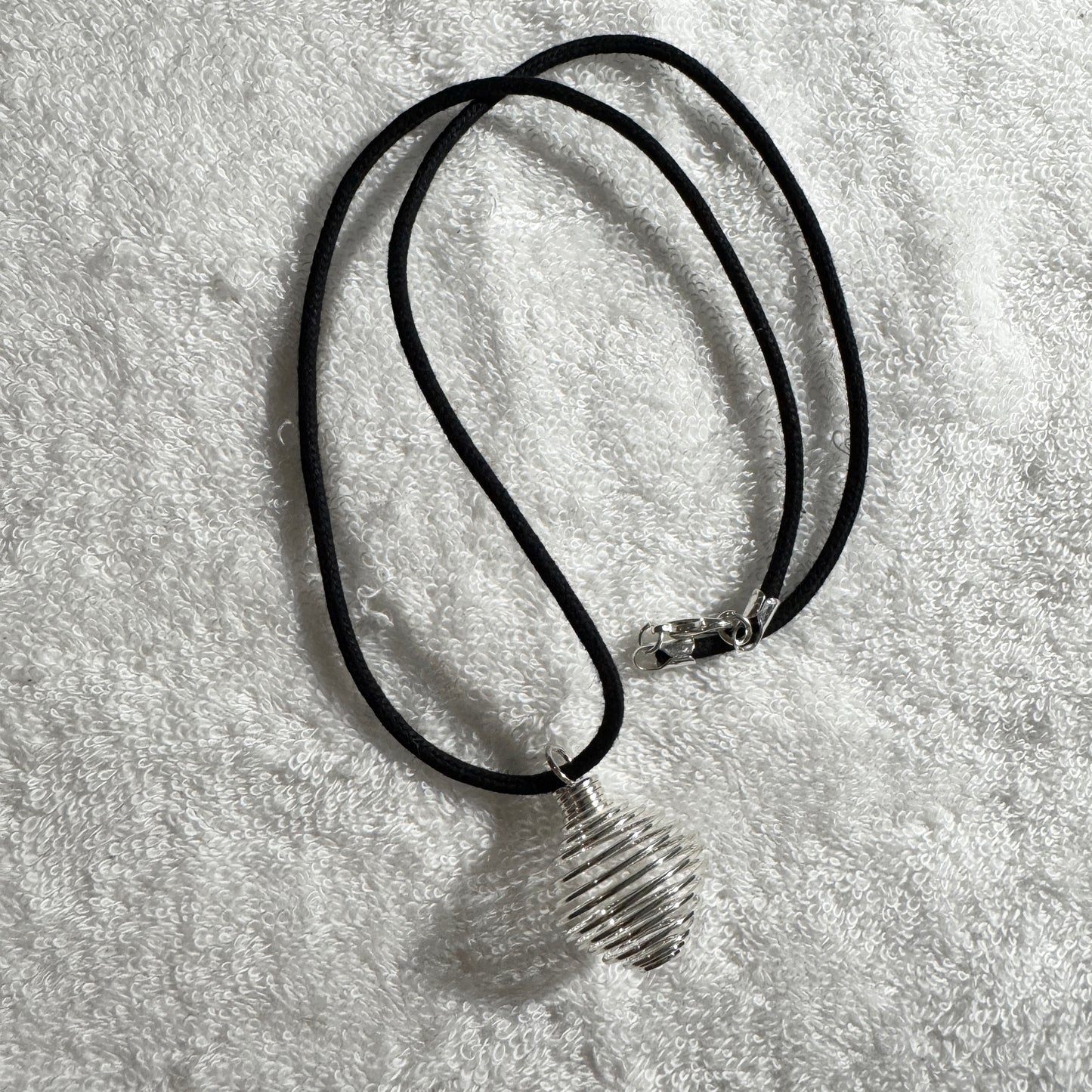 Necklace : Silver Cage Pendant and 20" Fabric Cord