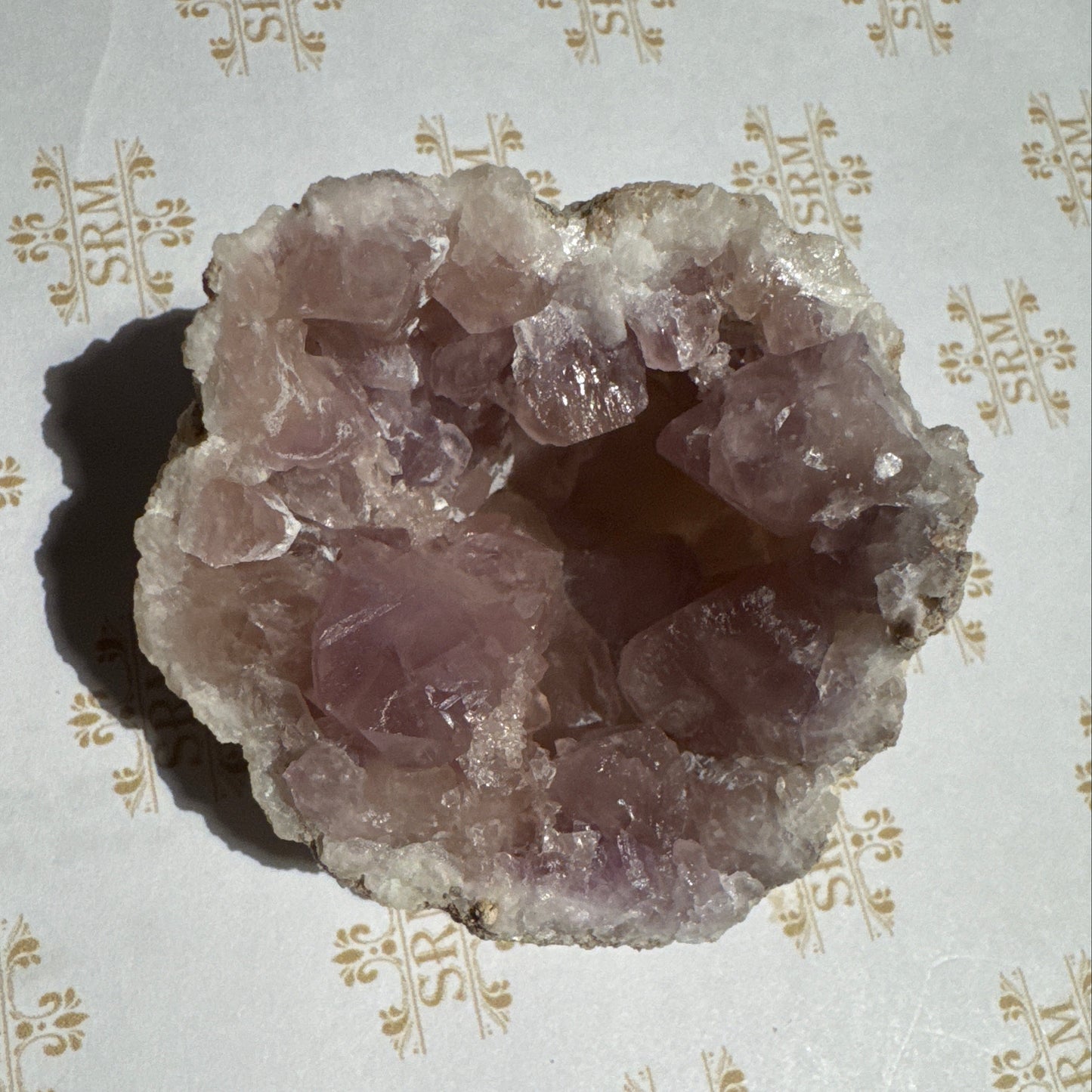 Geode : Pink Amethyst, half, 2¼"x1½"