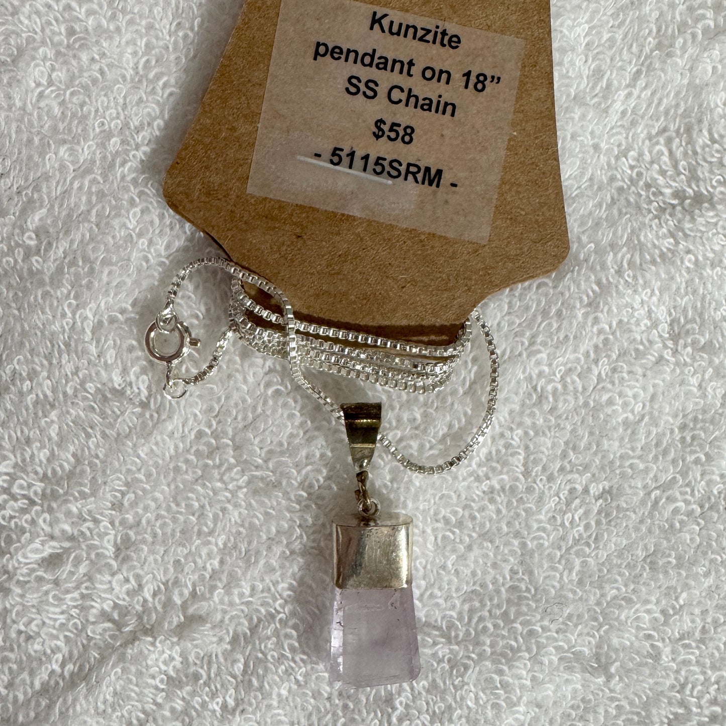 Necklace : Kunzite and Sterling Silver on 18” Chain, medium