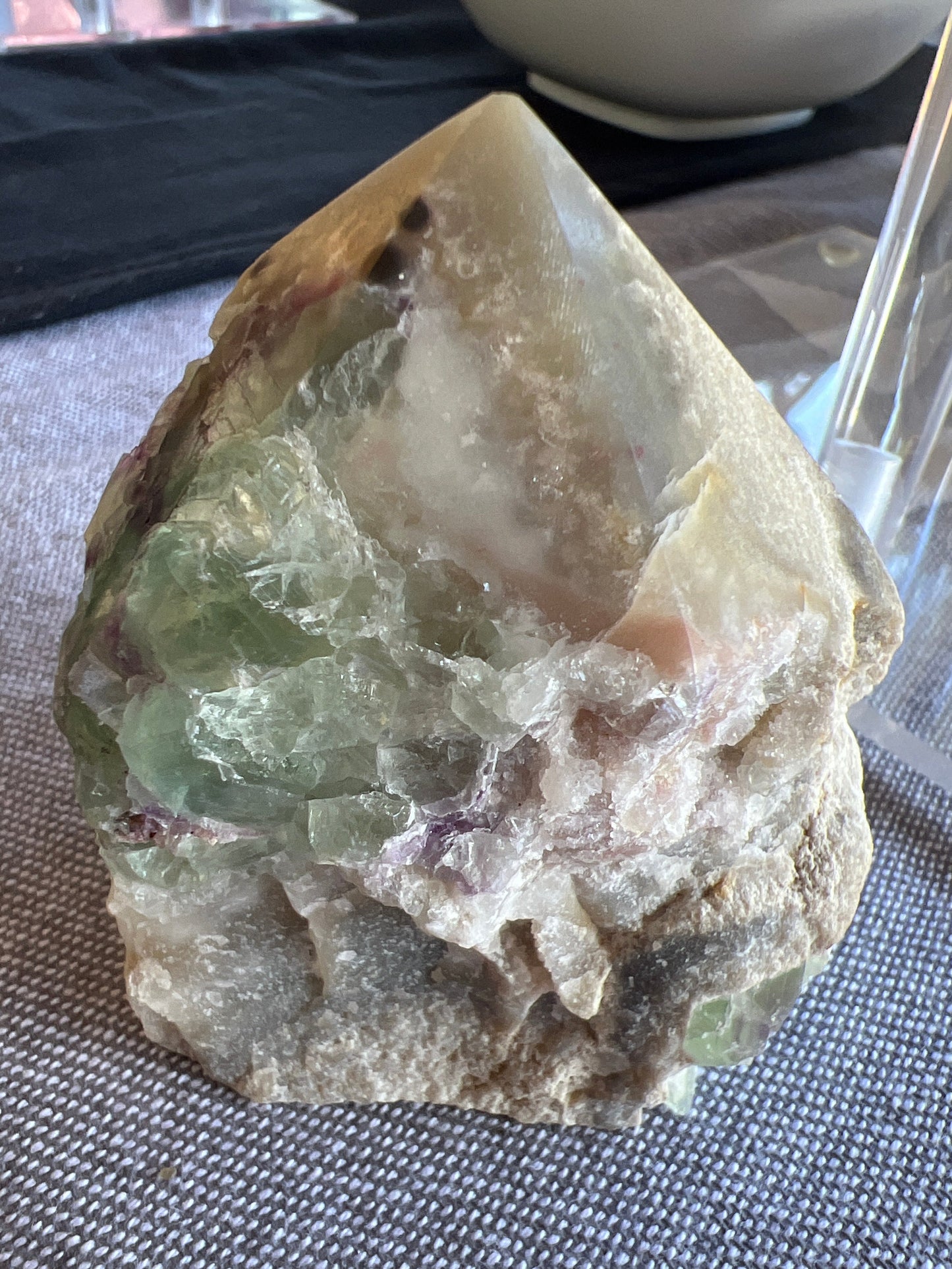TPP : Rainbow Fluorite Top Polish Point Rough Generator