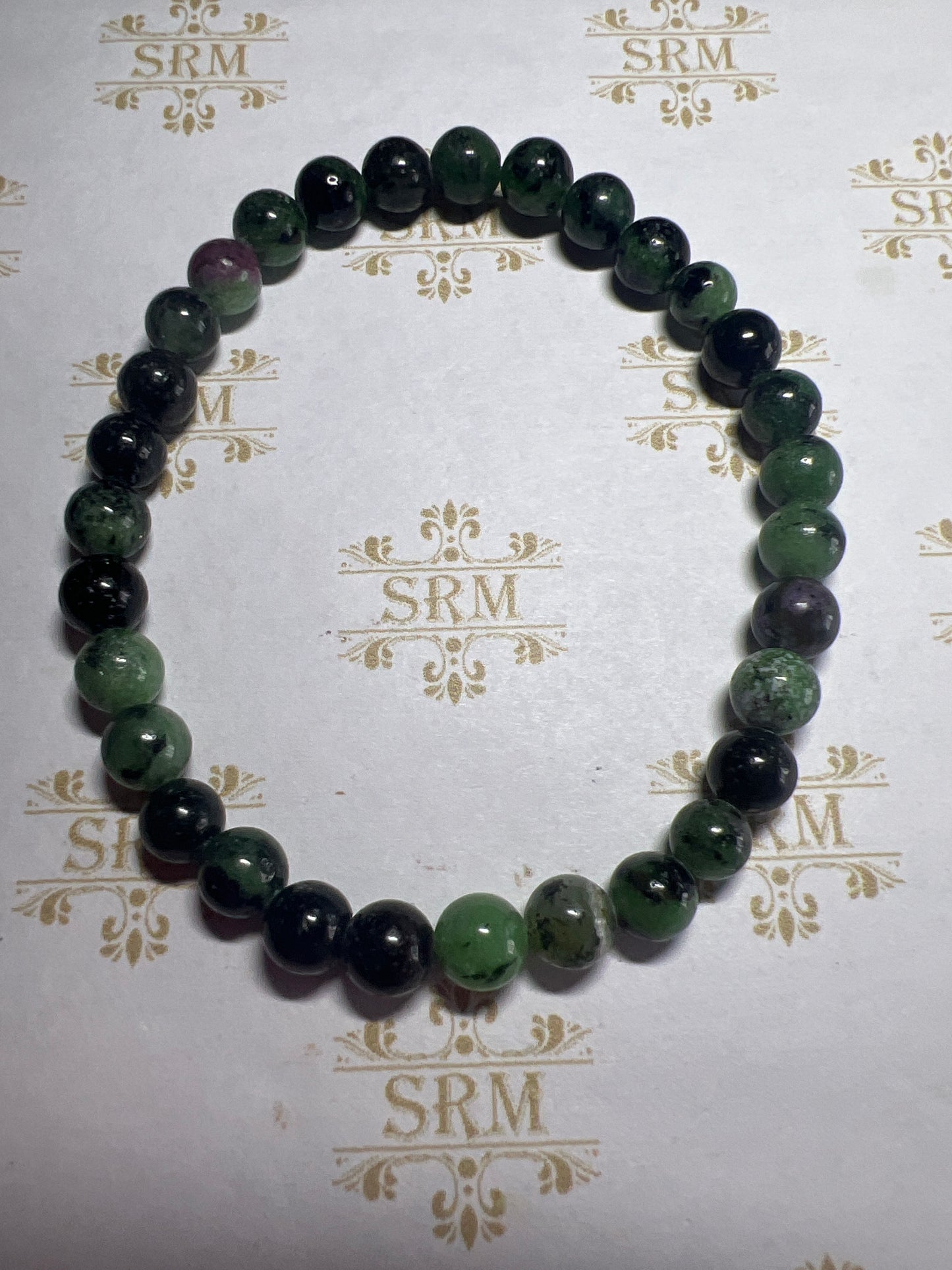 Bracelet : 6mm Ruby Zoisite : 6¾”