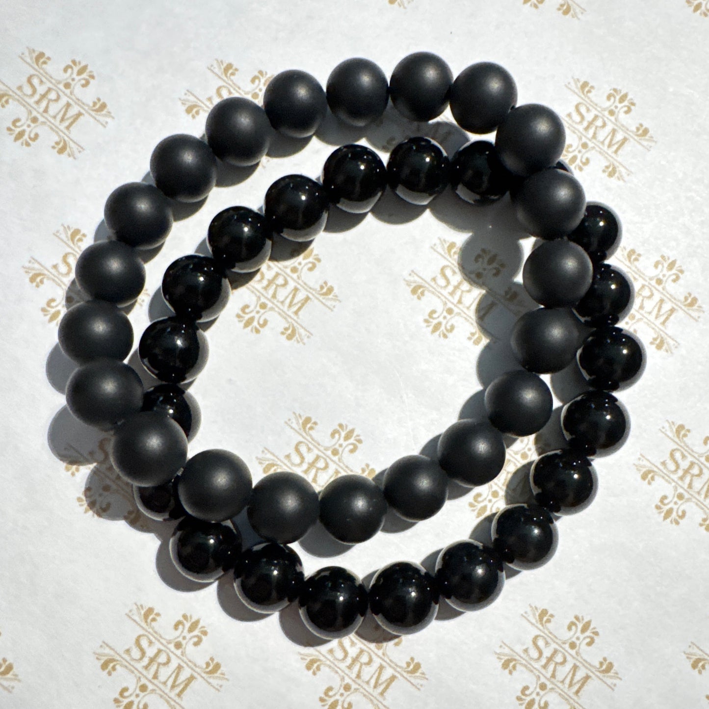 Bracelet : 10mm Black Tourmaline, Set of 2, 7"+