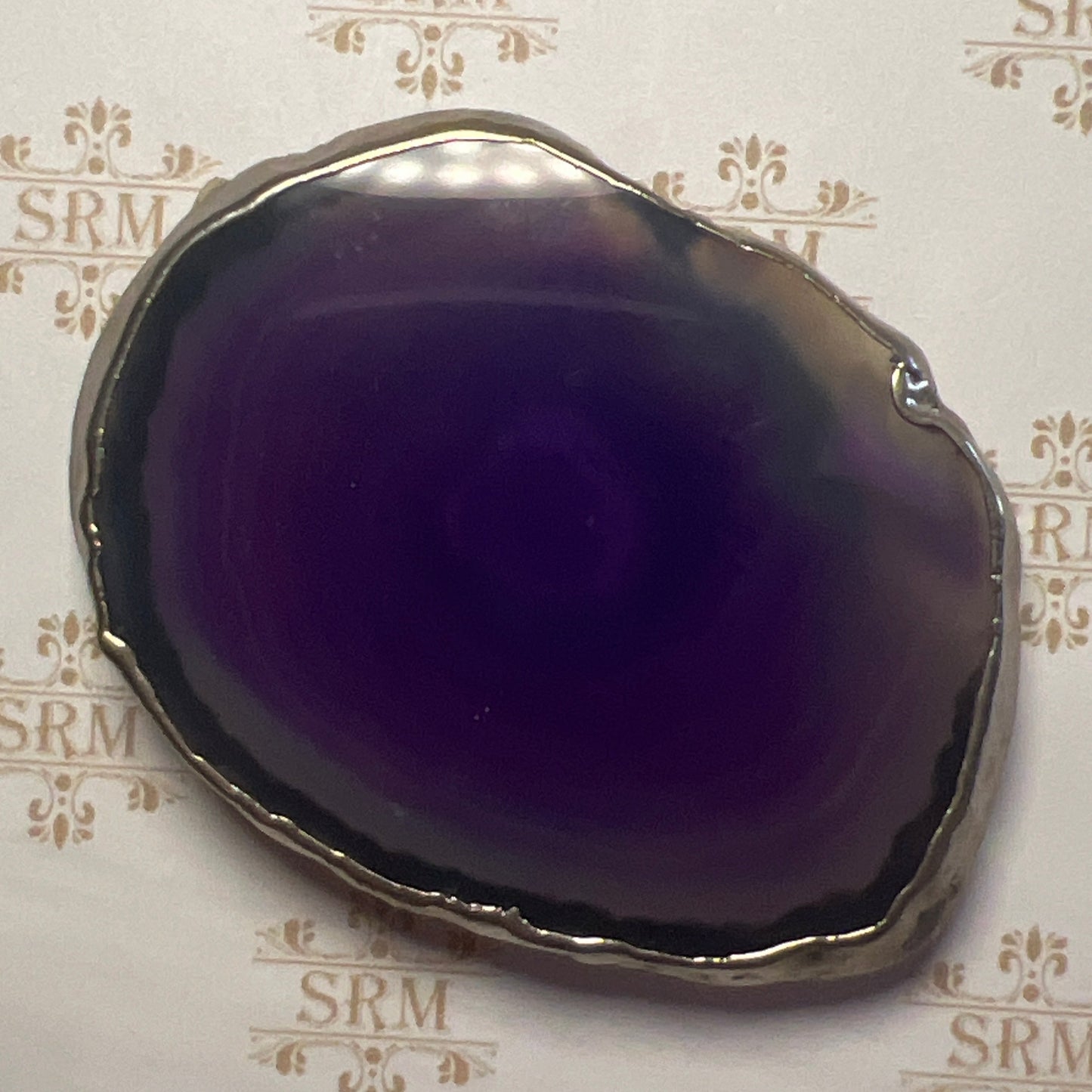 Novelty : Agate Phone Grip! Silver Plated Edge! Dyed. Choice!