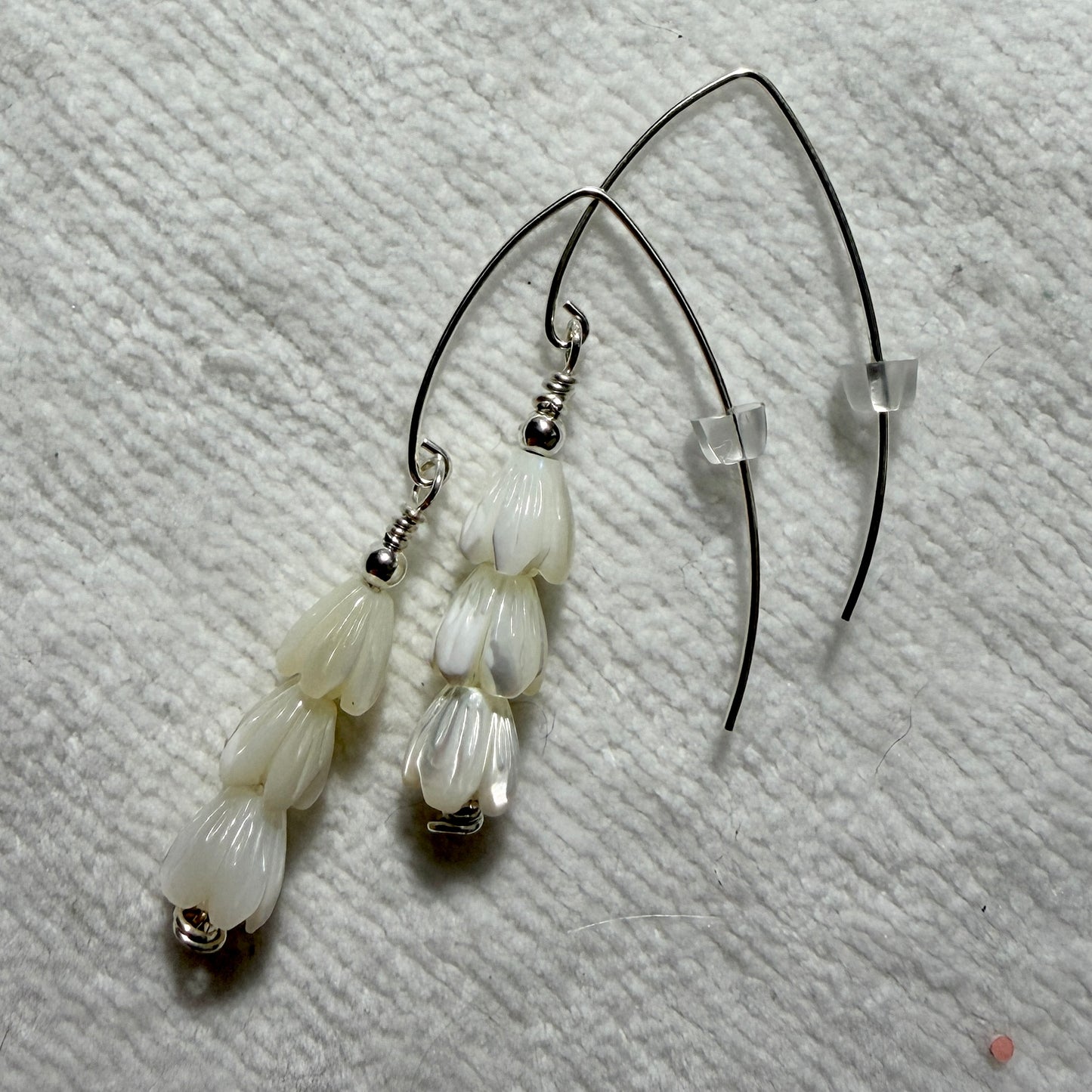 Earrings : Triple Pikake Flower Dangles
