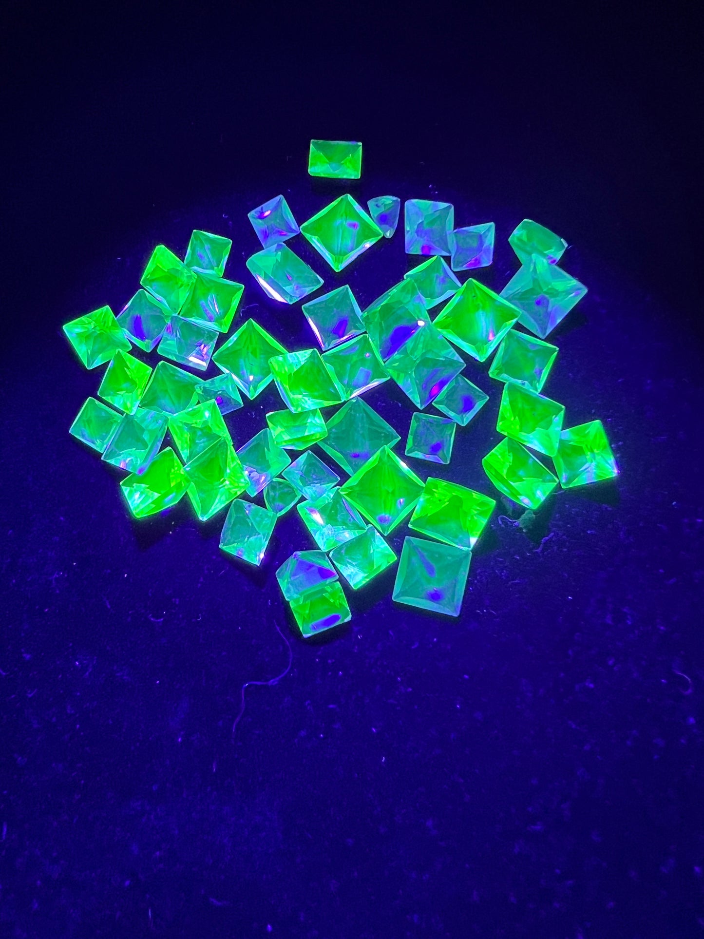 Faceted: Uranium Glass : Princess Cut. Choice!