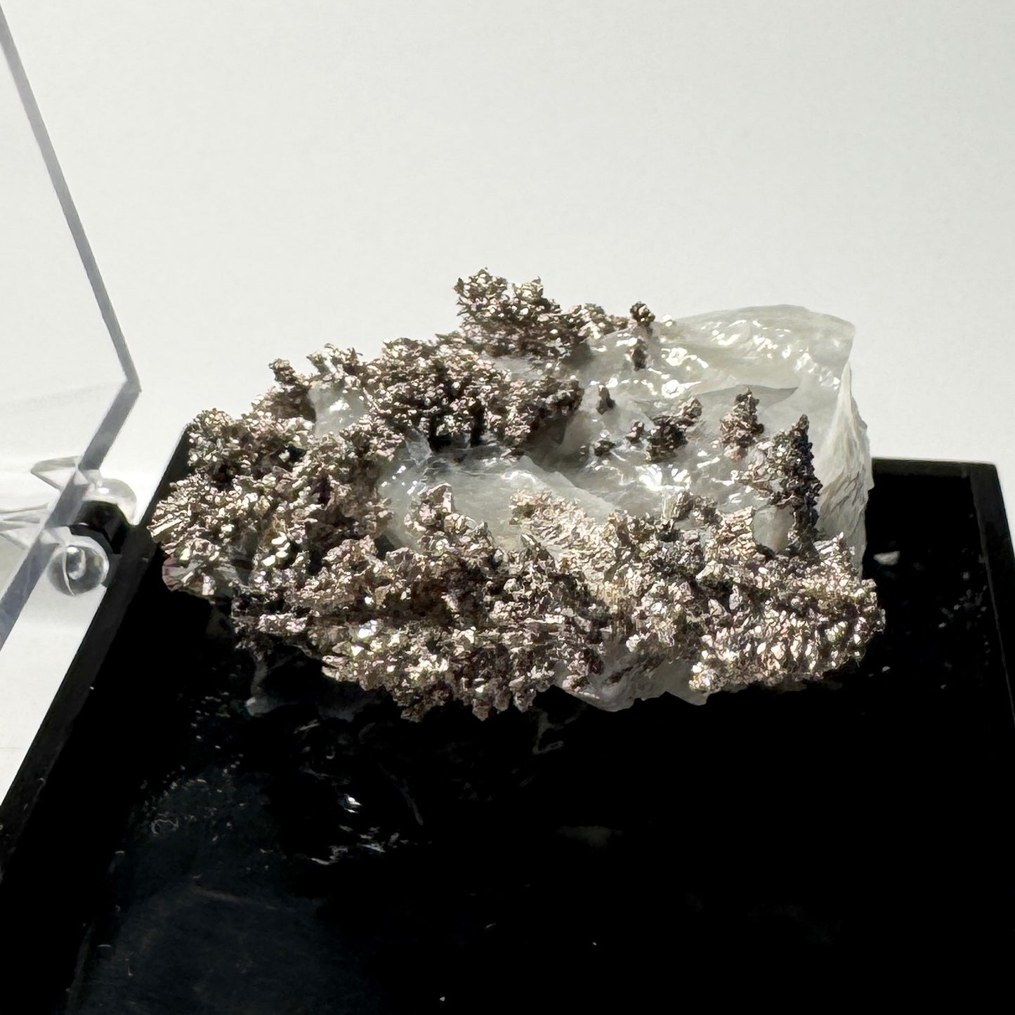 Crystal : Mounted : Native Silver on Calcite Display Specimen