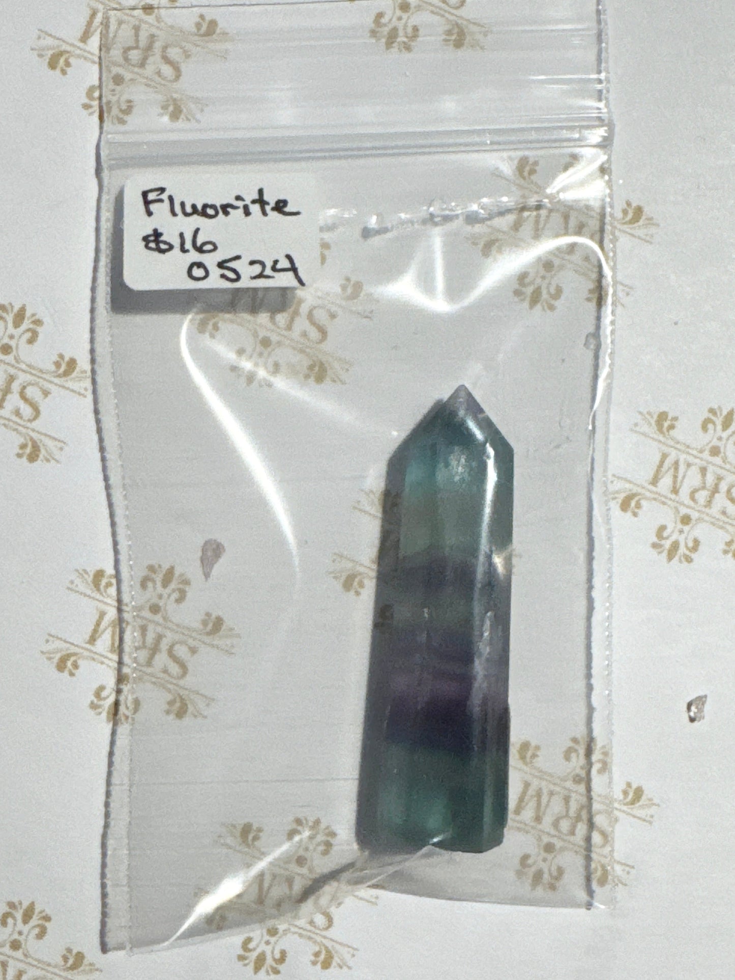 Bag : Tower : Purple Fluorite, 1¾"x½"