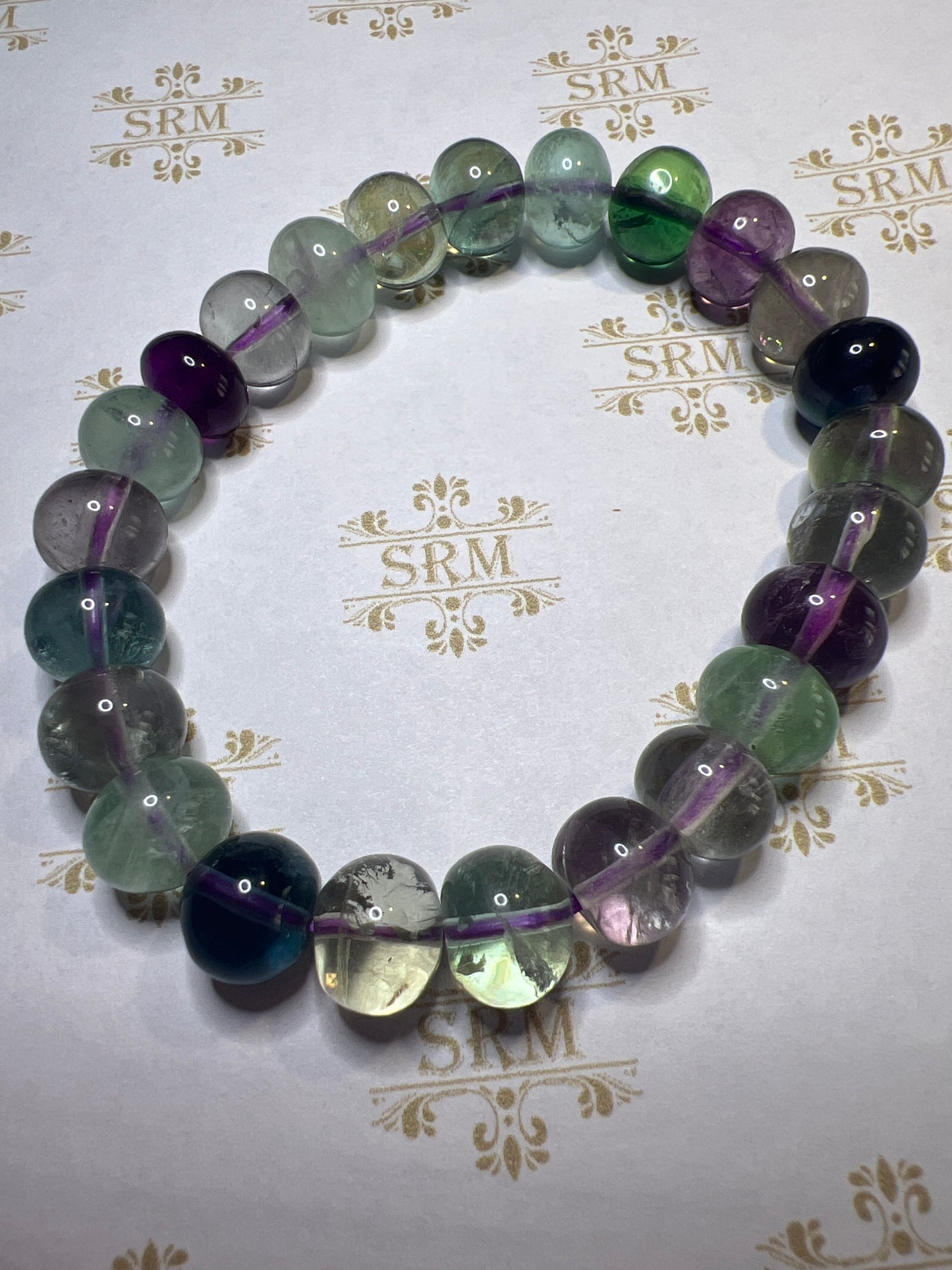 Bracelet : 8mm x 10mm Fluorite Rondelles, 6¼”, 6½”, 6¾”