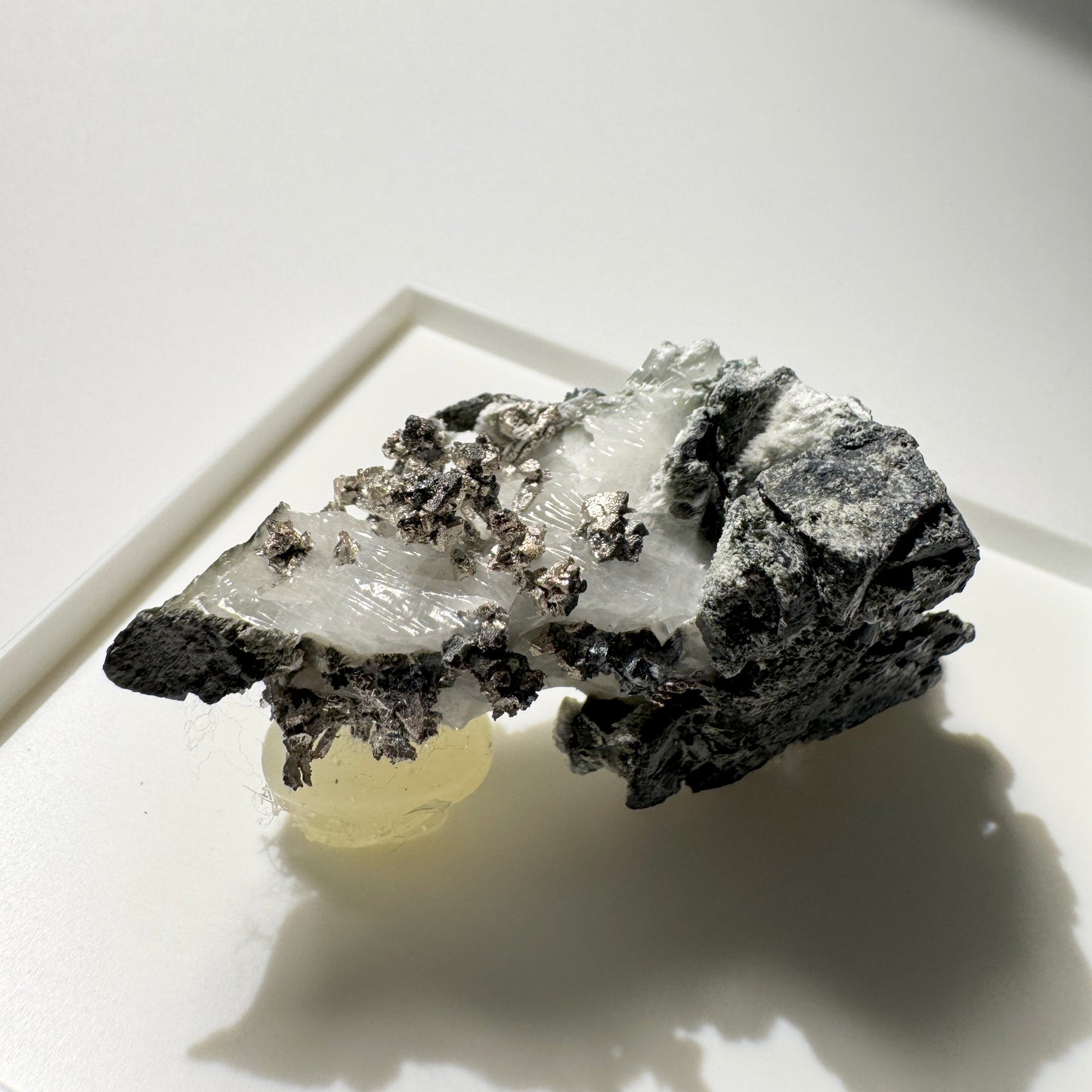 Crystal : Mounted : Native Silver on Calcite Display Specimen