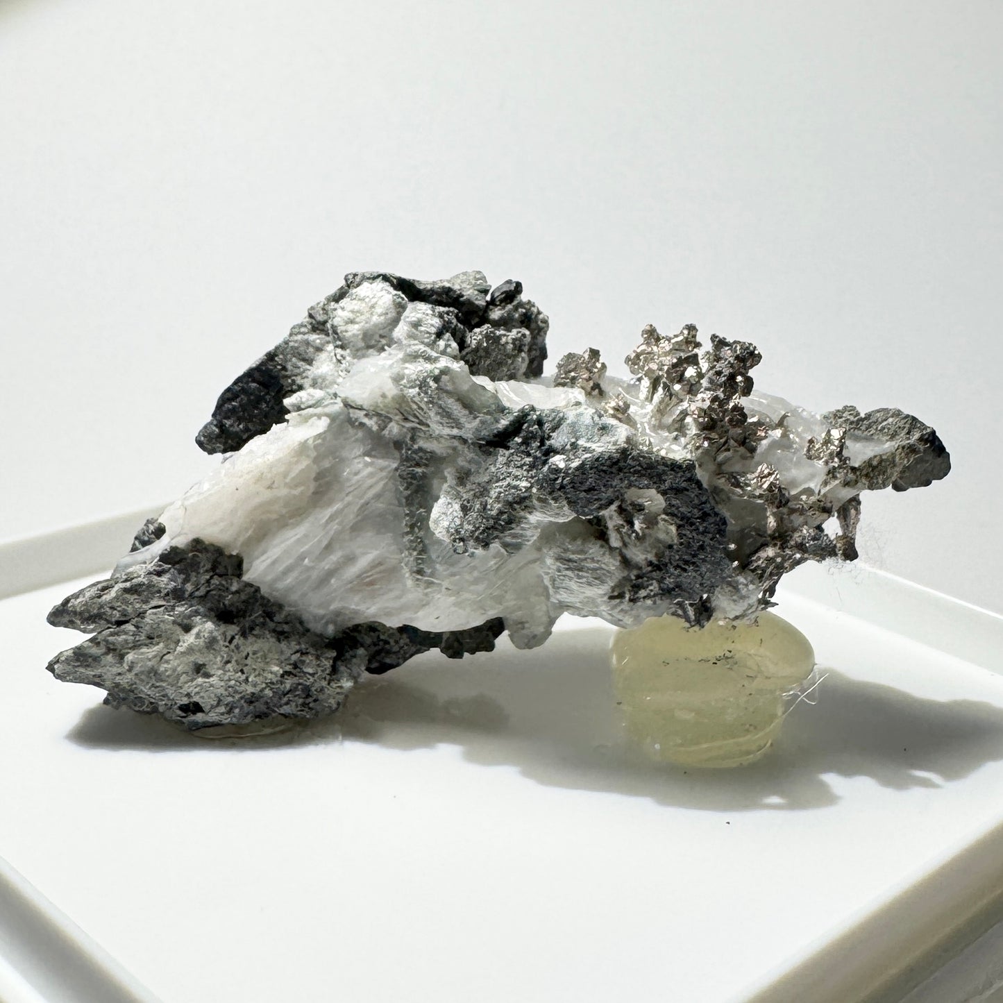 Crystal : Mounted : Native Silver on Calcite Display Specimen