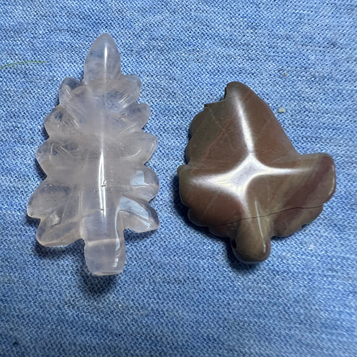 Bead : Jasper and Rose Quartz, Leaf Shape. Choice!