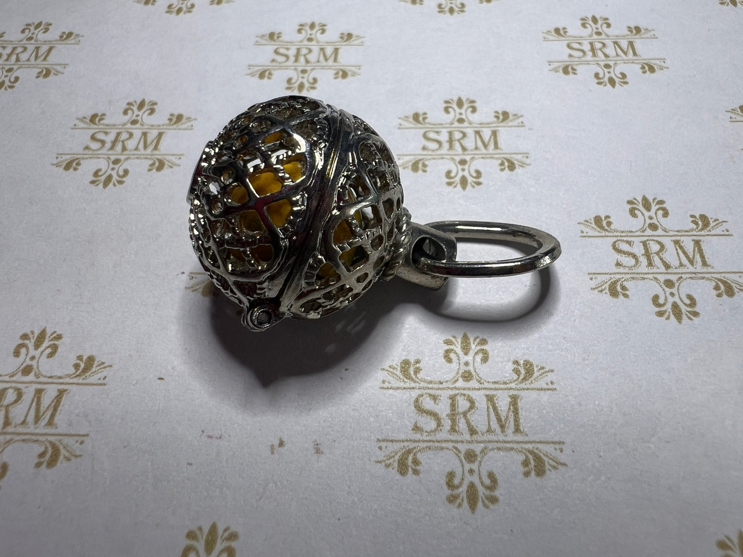 Novelty : Bumble Bee Jasper Mini Sphere : with Silver Metal Cage. Choice!!