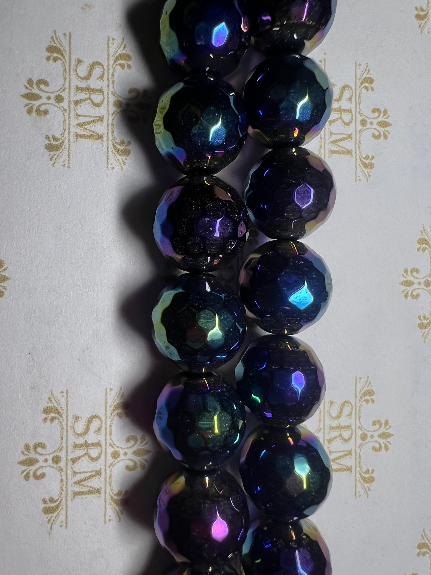 Beads : Black Agate : Faceted : Blue/Purple Electroplated : 10mm, 12mm. Choice!