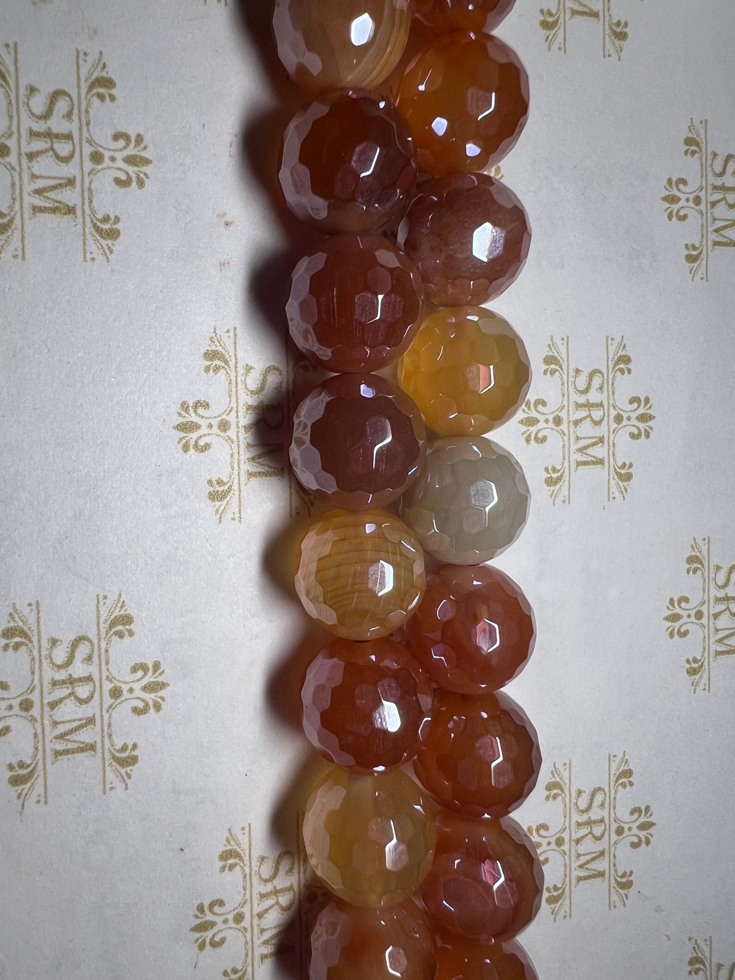 Beads : Varied Orange Agate : Faceted : Electroplated : 10mm, 12mm. Choice!
