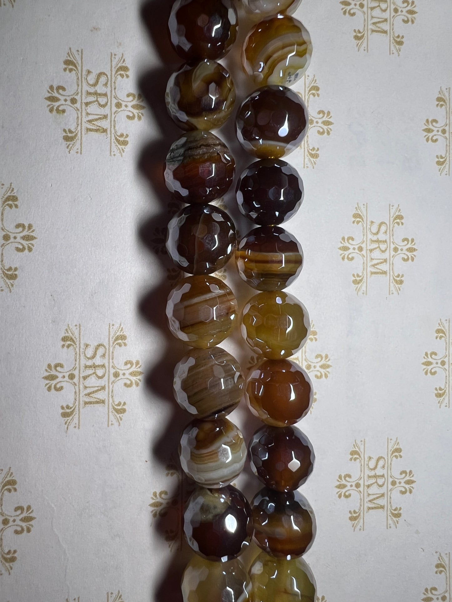 Beads : Varied Brown Agate : Faceted : Electroplated : 10mm, 12mm. Choice!
