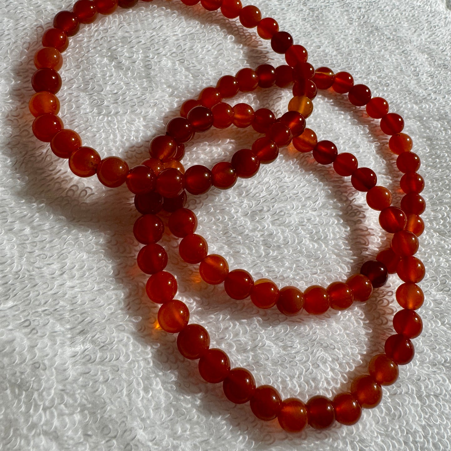 Bracelet : 6mm Carnelian : 6½", 6¾”. Choice!