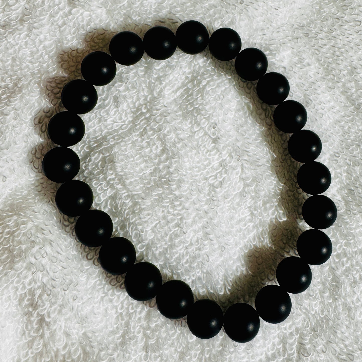 Bracelet : 8mm Matte Black Agate size, 6½"