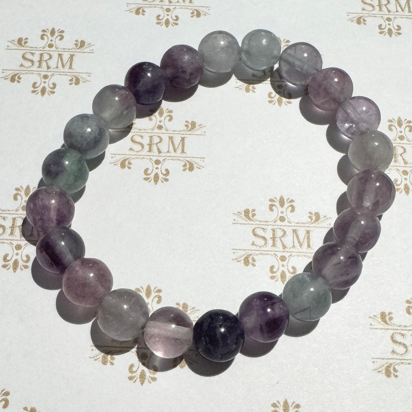 Bracelet : 8mm Rainbow Fluorite Bead, 6¾"