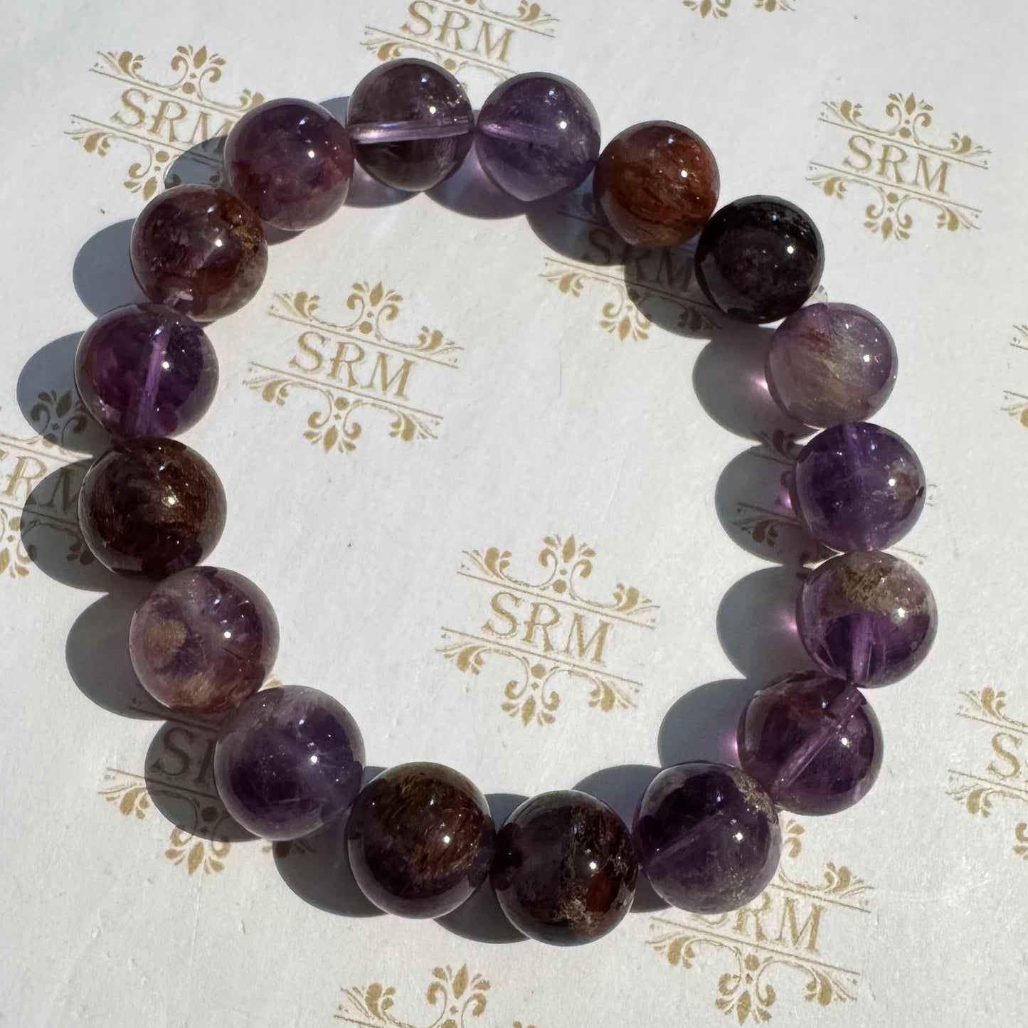 Bracelet : 12mm Super 7 Amethyst, 6", 6¼"