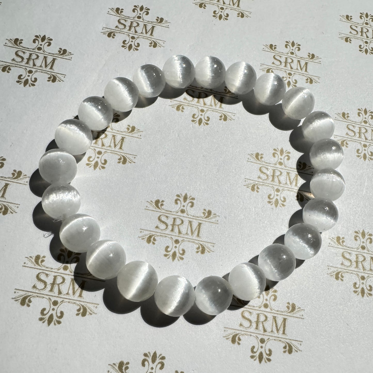 Bracelet : 8mm White Selenite, 6¼"