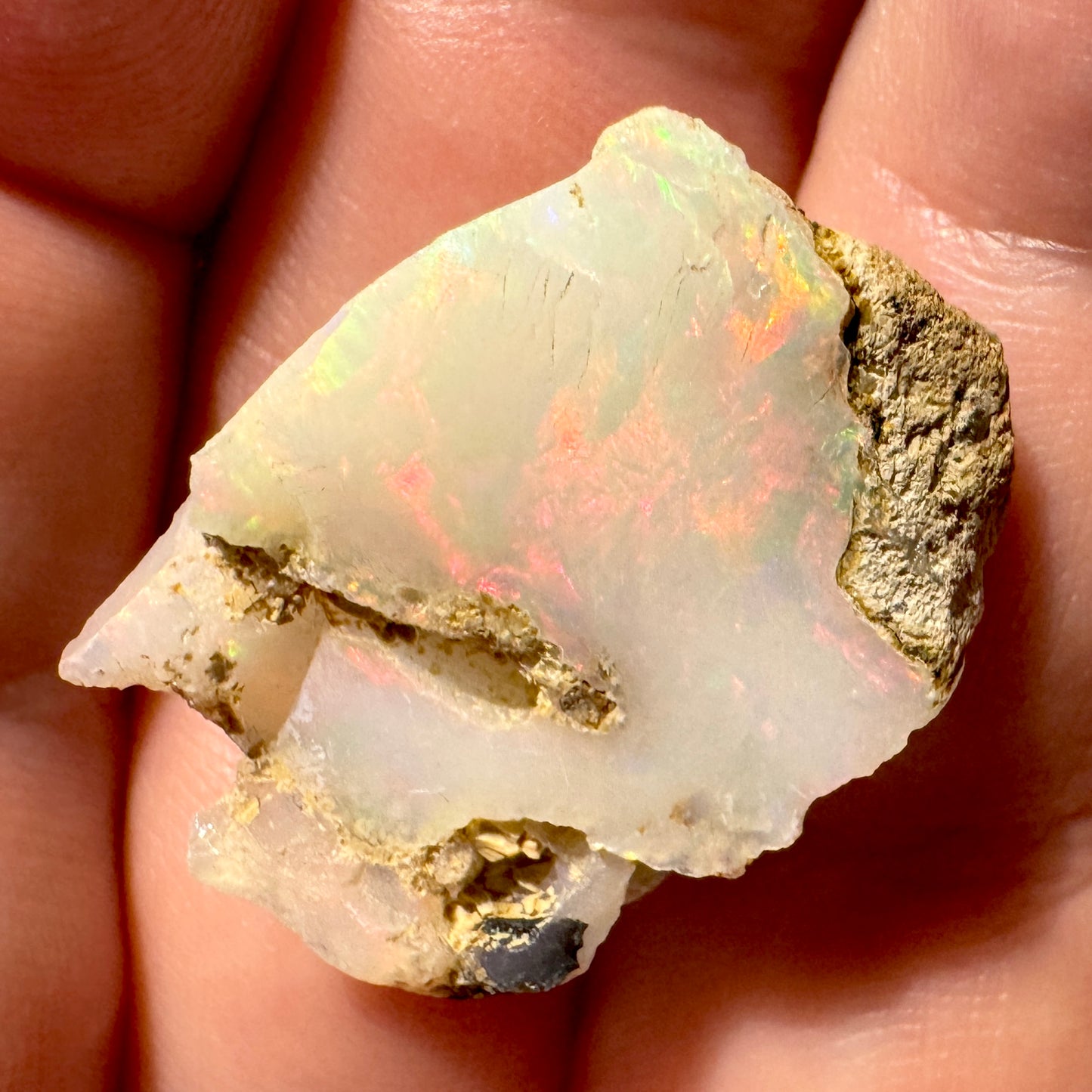 Rough : Mounted : Ethiopian Welo Opal, Nice Fire, 4.2g