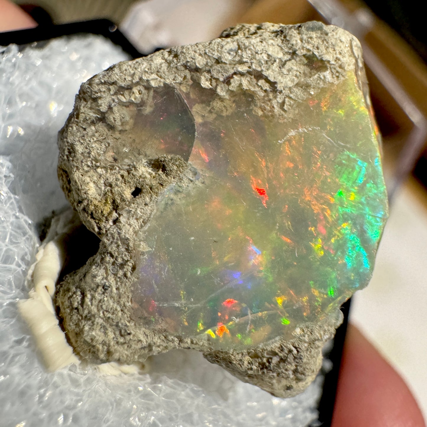 Rough : Mounted : Ethiopian Welo Opal, Nice Fire, 2.77g