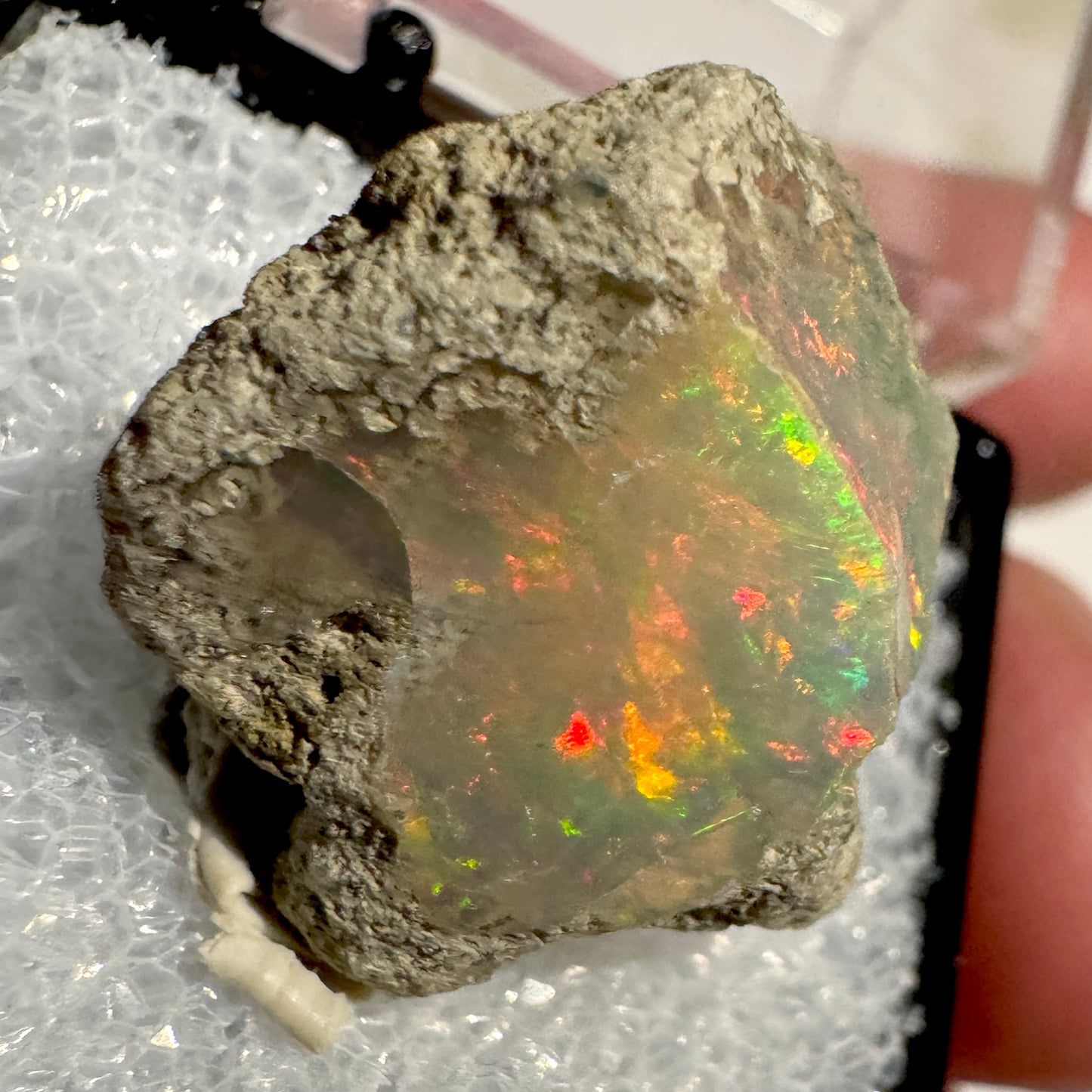 Rough : Mounted : Ethiopian Welo Opal, Nice Fire, 2.77g
