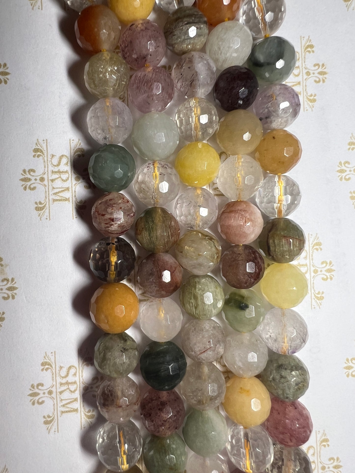 Beads : Mixed Quartz : Faceted : 10mm