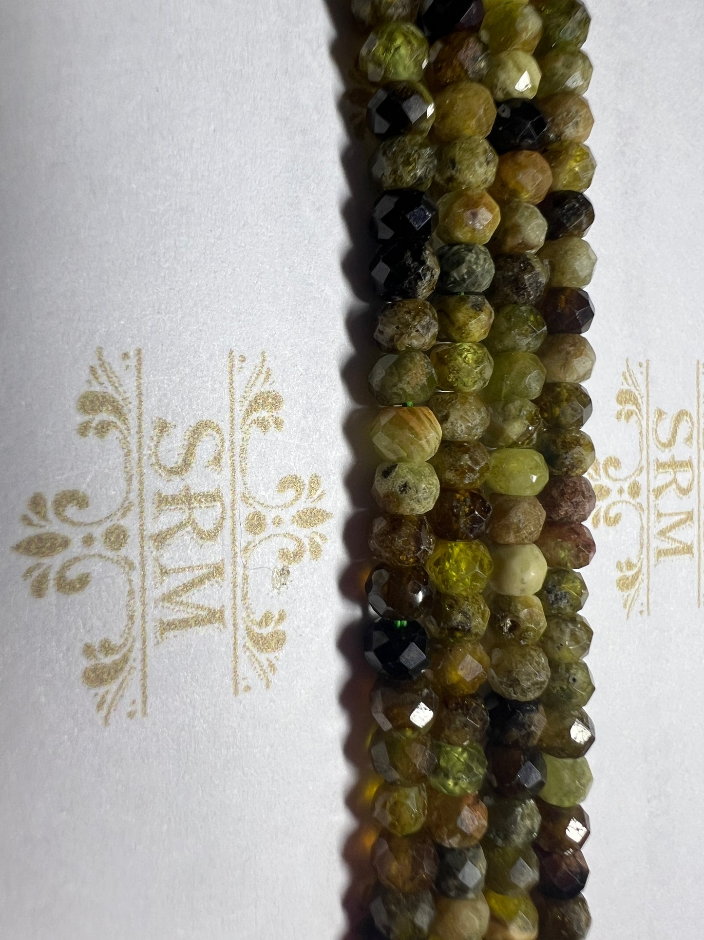 Beads : Green Garnet : Faceted : 3mm x 4mm