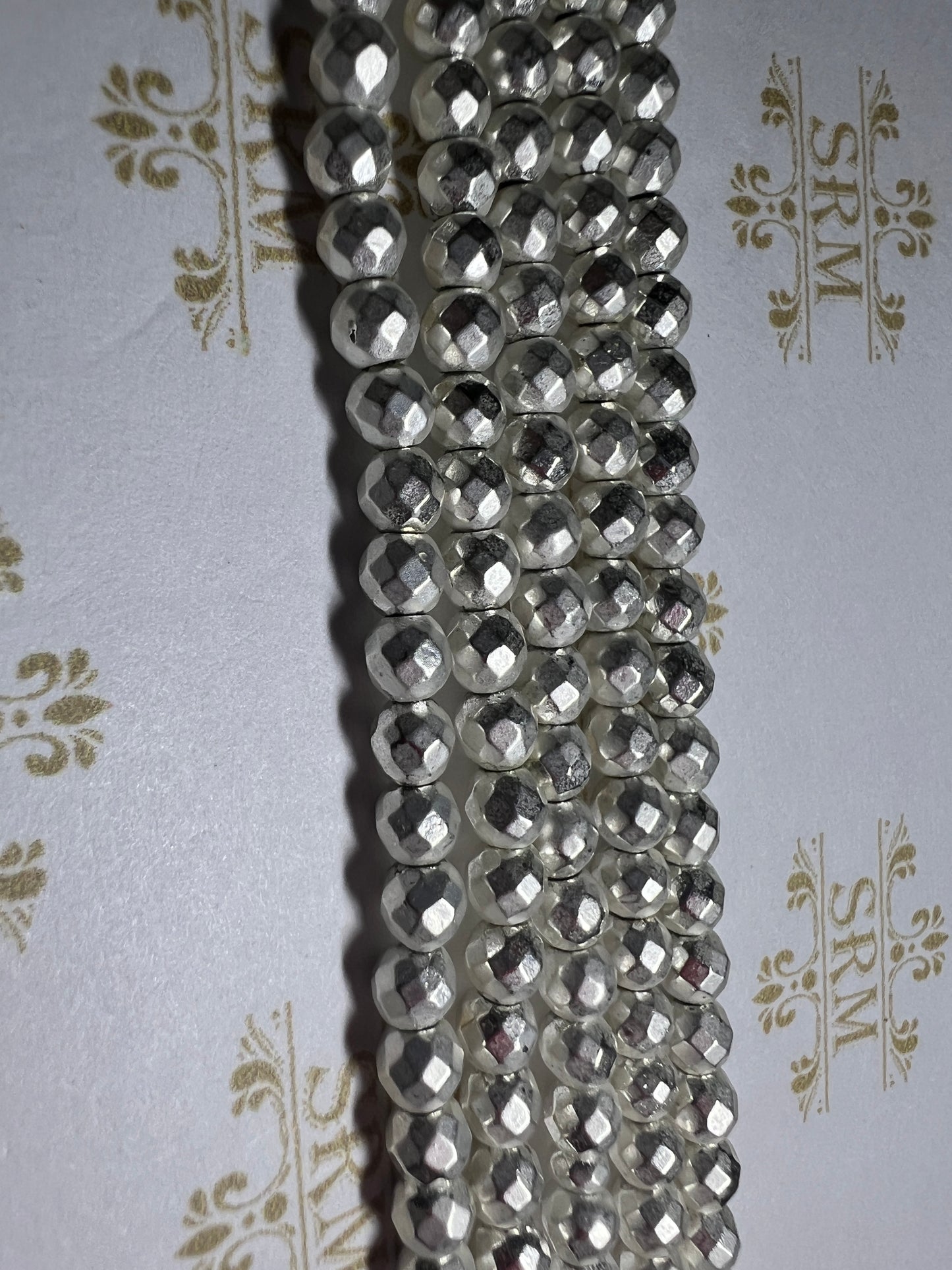 Beads : Silver Hematite : Matte Round : Faceted : 4mm