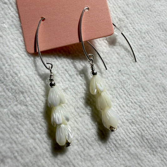 Earrings : Triple Pikake Flower Dangles