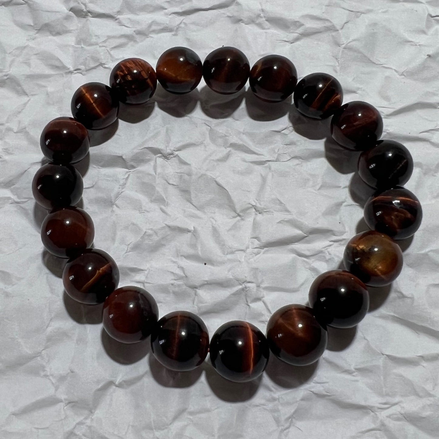 Bracelet : 10mm Red Tigers Eye, 6.3"