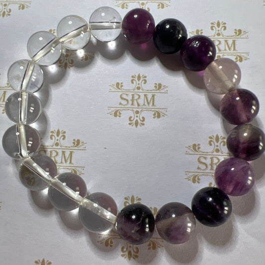 Bracelet : 10mm Amethyst + Quartz Mix, 6¼"