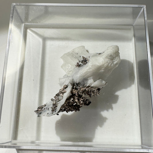 Crystal : Mounted : Native Silver on Calcite Display Specimen
