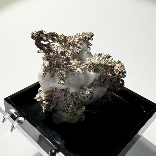 Crystal : Mounted : Native Silver on Calcite Display Specimen